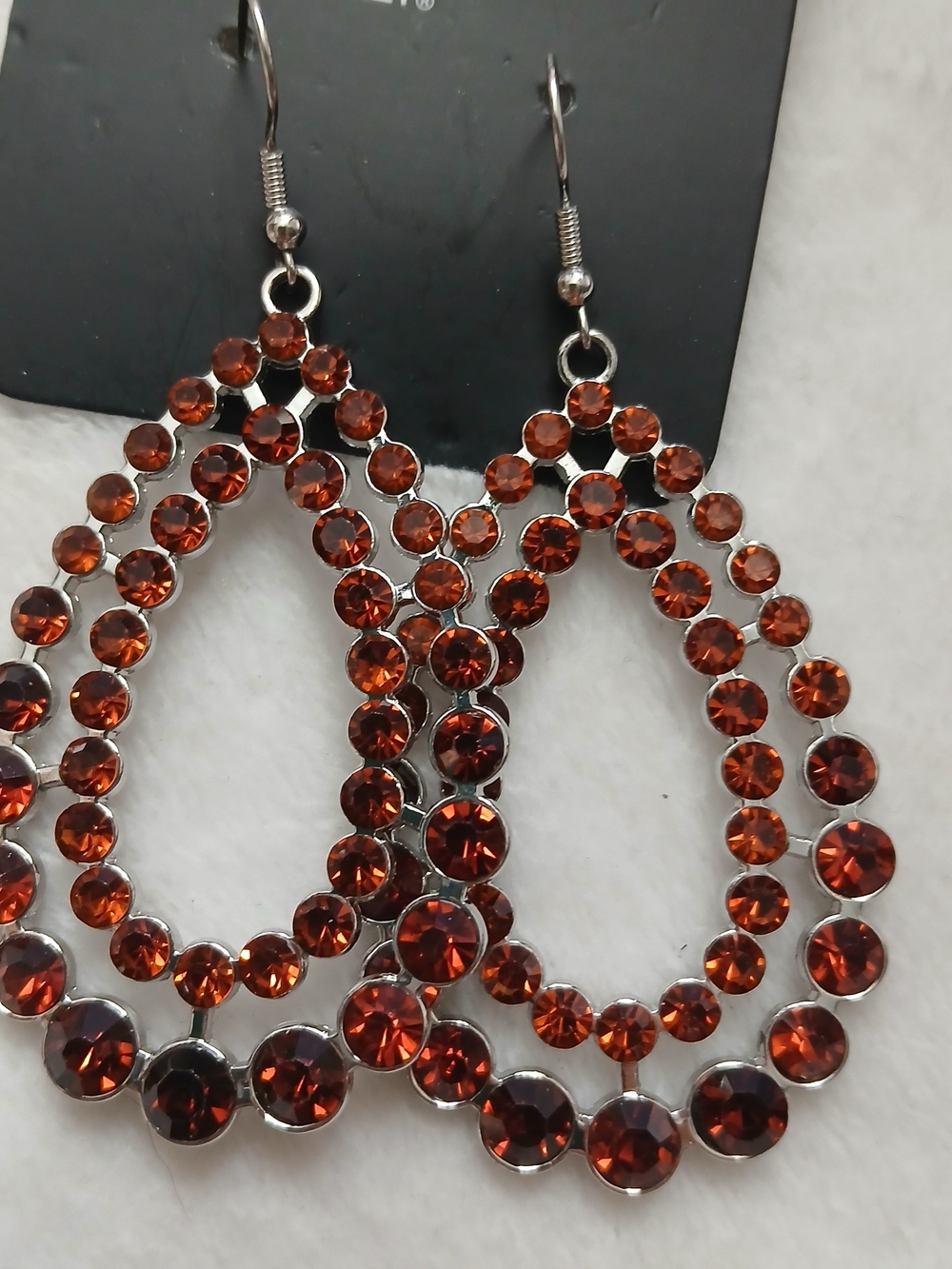 Orange Ombre Crystal Gem Teardrop Dangle Earrings [3"] - NWT on CARD!